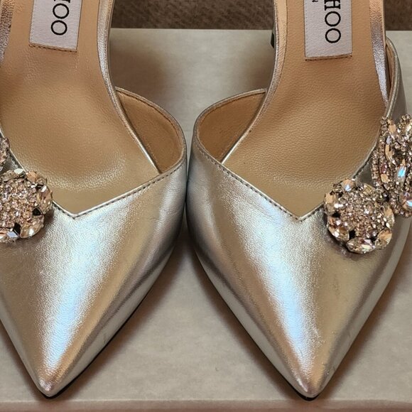 immy Choo Teja 100mm Silver Leather Crystal D'orsay Pump - Picture 6 of 13